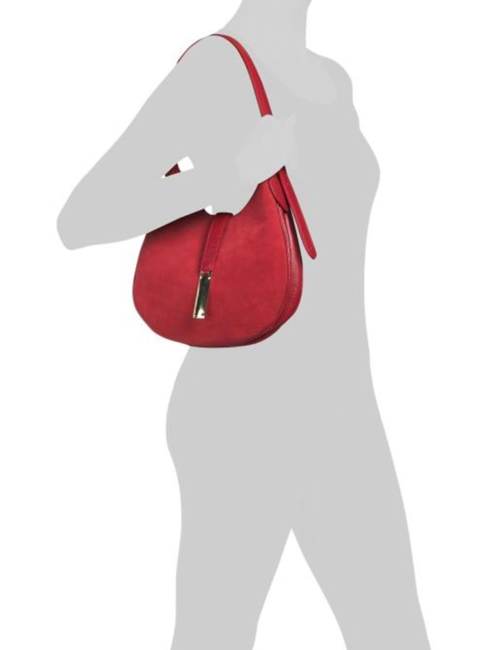 ISADORA Suede Mini Hobo With Bar Hardware And Double Gussets Made In Italy - Picture 5 of 6